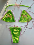 Shiny Microkini with Pink Lace
